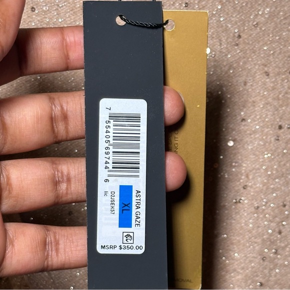 Donna Karan Beige Sequin Knit Side Knot Sweater Top Size XL - Picture 9 of 16